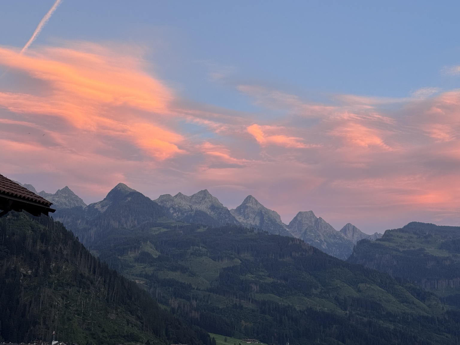 Pink sunset over the Lagorai mountains