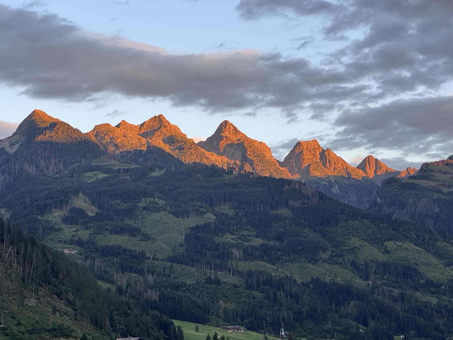 Lagorai mountain range at sunset